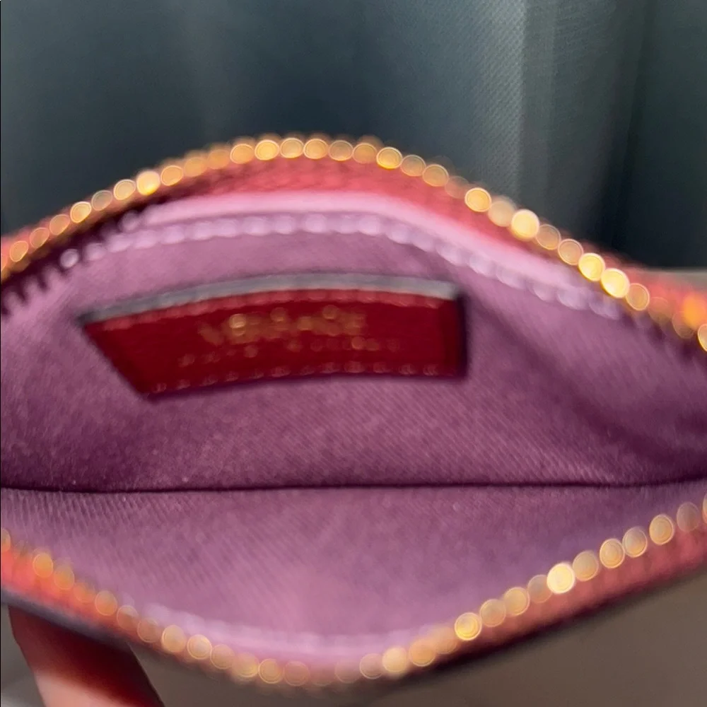 Versace Maroon Leather Card Holder with Gold Keychain Full Inclusion - Picture 6 of 6